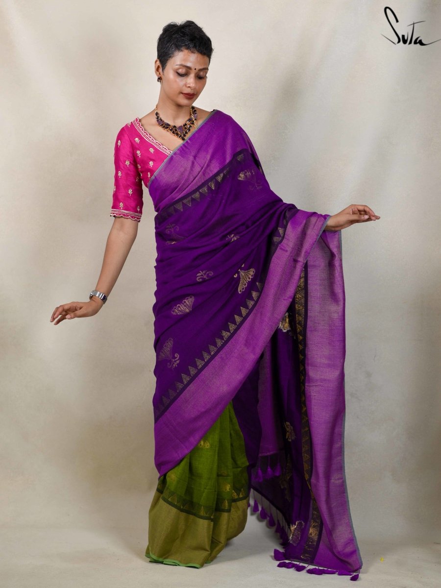 Buy Fascinating Purple Woven Silk Reception Wear Saree - Zeel Clothing