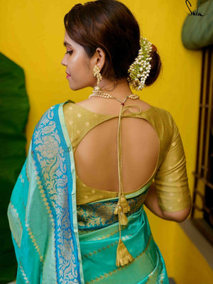 Elbow Sleeve Green Silk Blouse|Pital Si Roshni|Suta