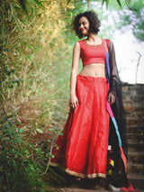 Ravishing Red Raw Silk Skirt - suta.in