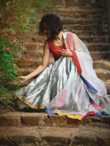 Slytherin silver Raw silk skirt - suta.in