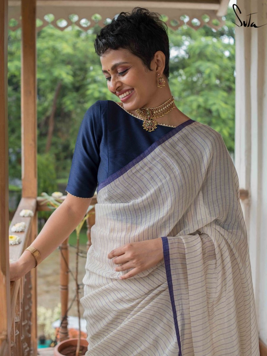 Sastha Fashion Trendy Women Full Sleeves Cotton Saree Boat neck