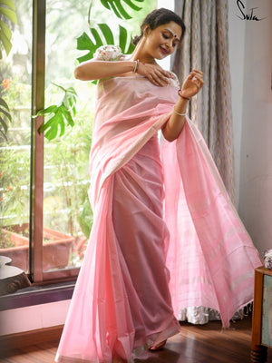 Maheshwari Cotton Silk Saree In Pink|Tanisi|Suta