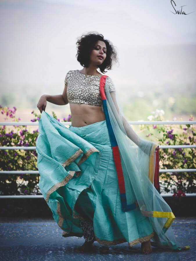 Tenacious Teal Raw Silk Skirt - suta.in