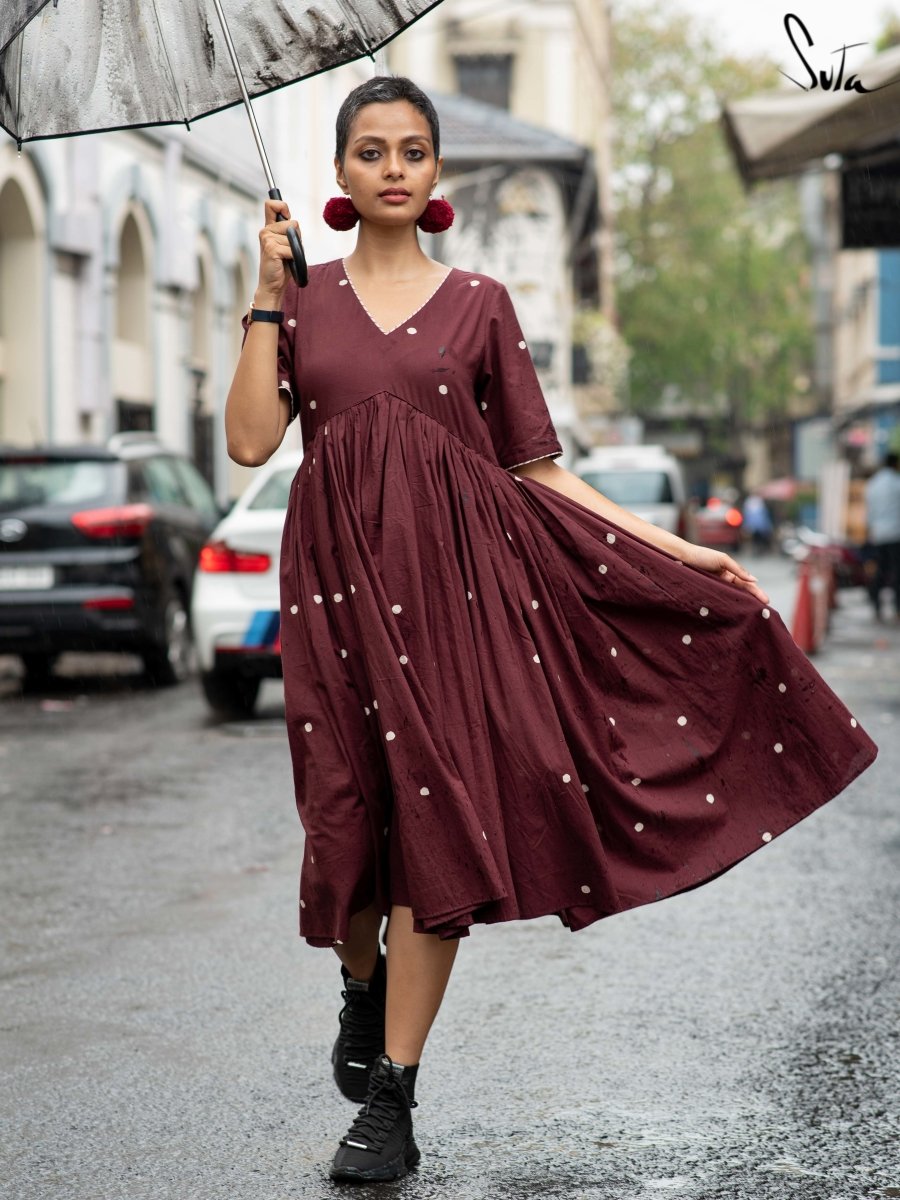 One piece dress in maroon colour best sale