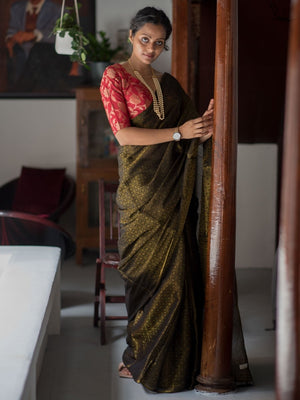 Cotton Black Designer Saree With Tassels|Vaidehi Vidya|Suta