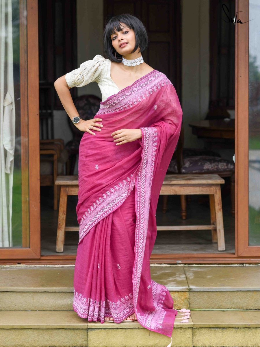 Pink Kota Cotton Saree|Whispers Of Dil|Suta