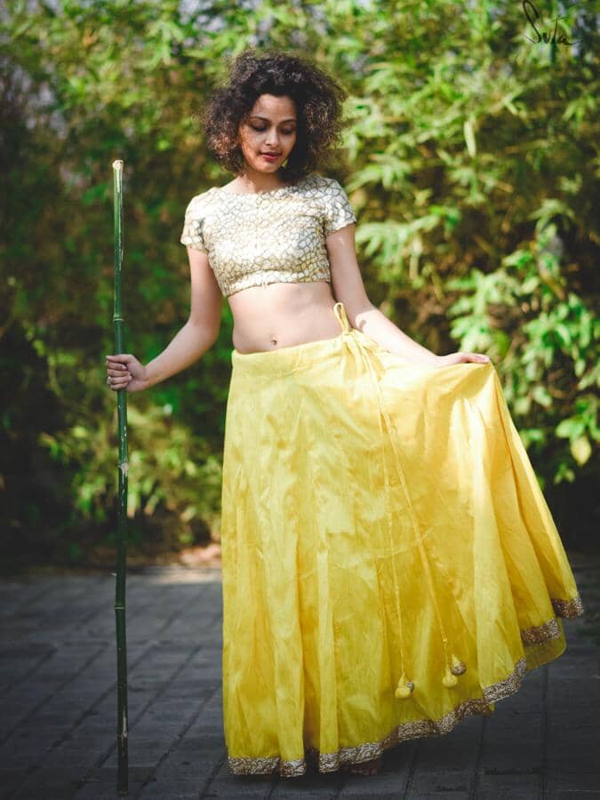 Yummy Yellow Raw Silk Skirt - suta.in